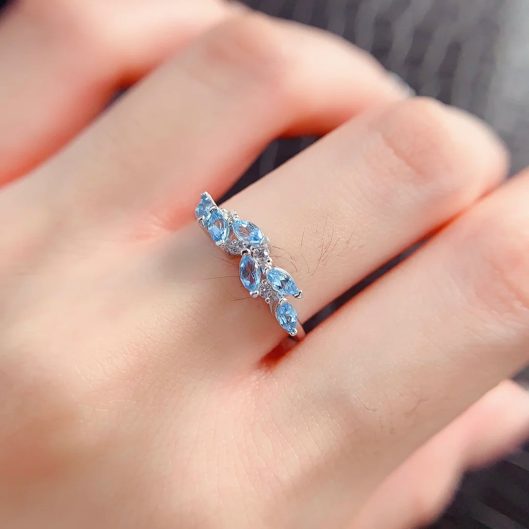 925 Silver Ring Natural Topaz Jewelry Customizable for Women's Anniversaries Directly Factory