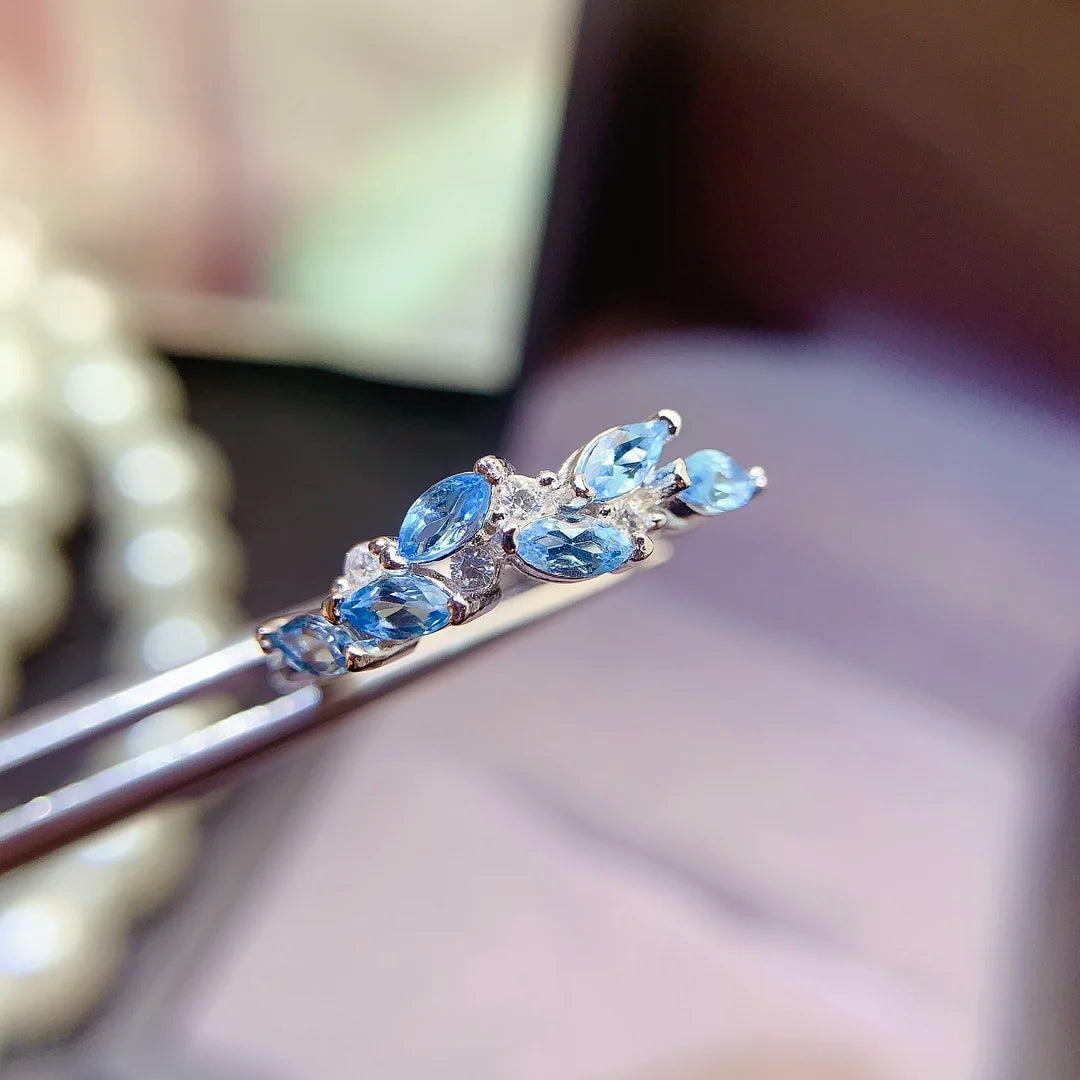 925 Silver Ring Natural Topaz Jewelry Customizable for Women's Anniversaries Directly Factory