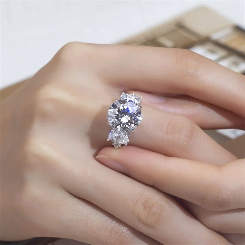 MSR-1447 Classic Wedding Ring 18K White Gold 6CT D VS1 Round Brilliant Cut Lab Grown Diamond Ring for Women