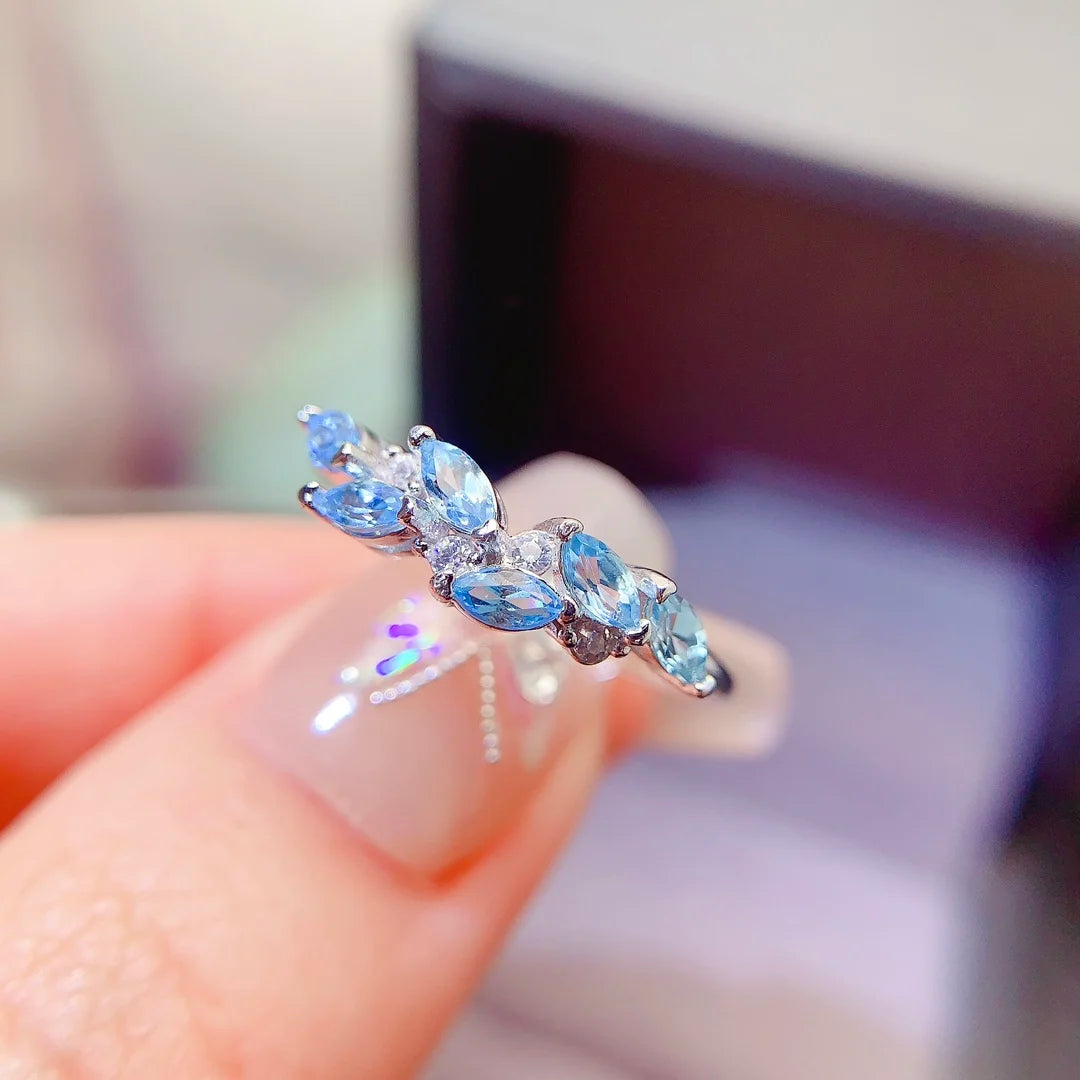 925 Silver Ring Natural Topaz Jewelry Customizable for Women's Anniversaries Directly Factory