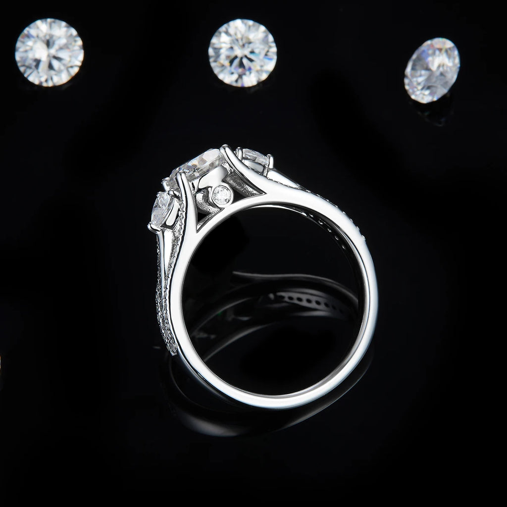 ZhuangYee Classic Design Silver  Plated 925 Sterling Silver  GRA Certificated 1ct*1PC Moissanite  Ring Trendy Gift