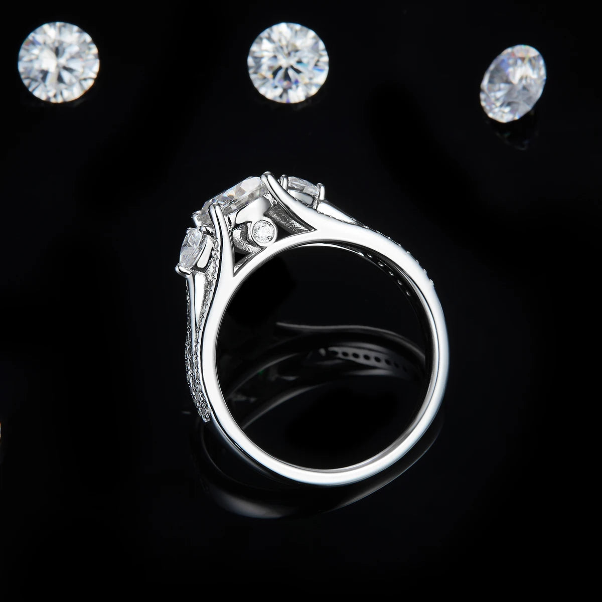 ZhuangYee Classic Design Silver  Plated 925 Sterling Silver  GRA Certificated 1ct*1PC Moissanite  Ring Trendy Gift