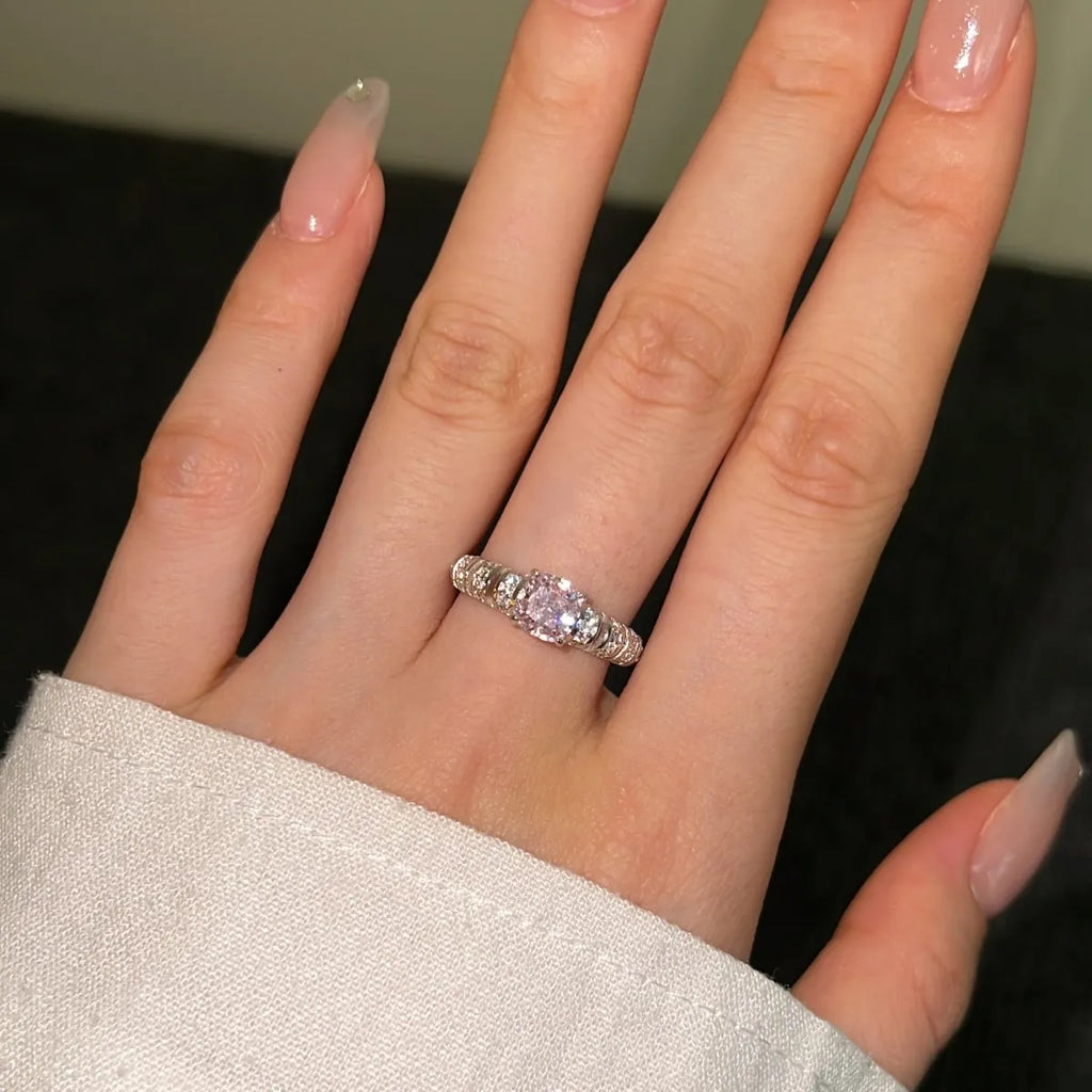 Dylam Hypoallergenic 925 Sterling Silver Square Pink Blue Sapphire Ring Anniversary Engagement Cz Zircon Wedding Rings for Women