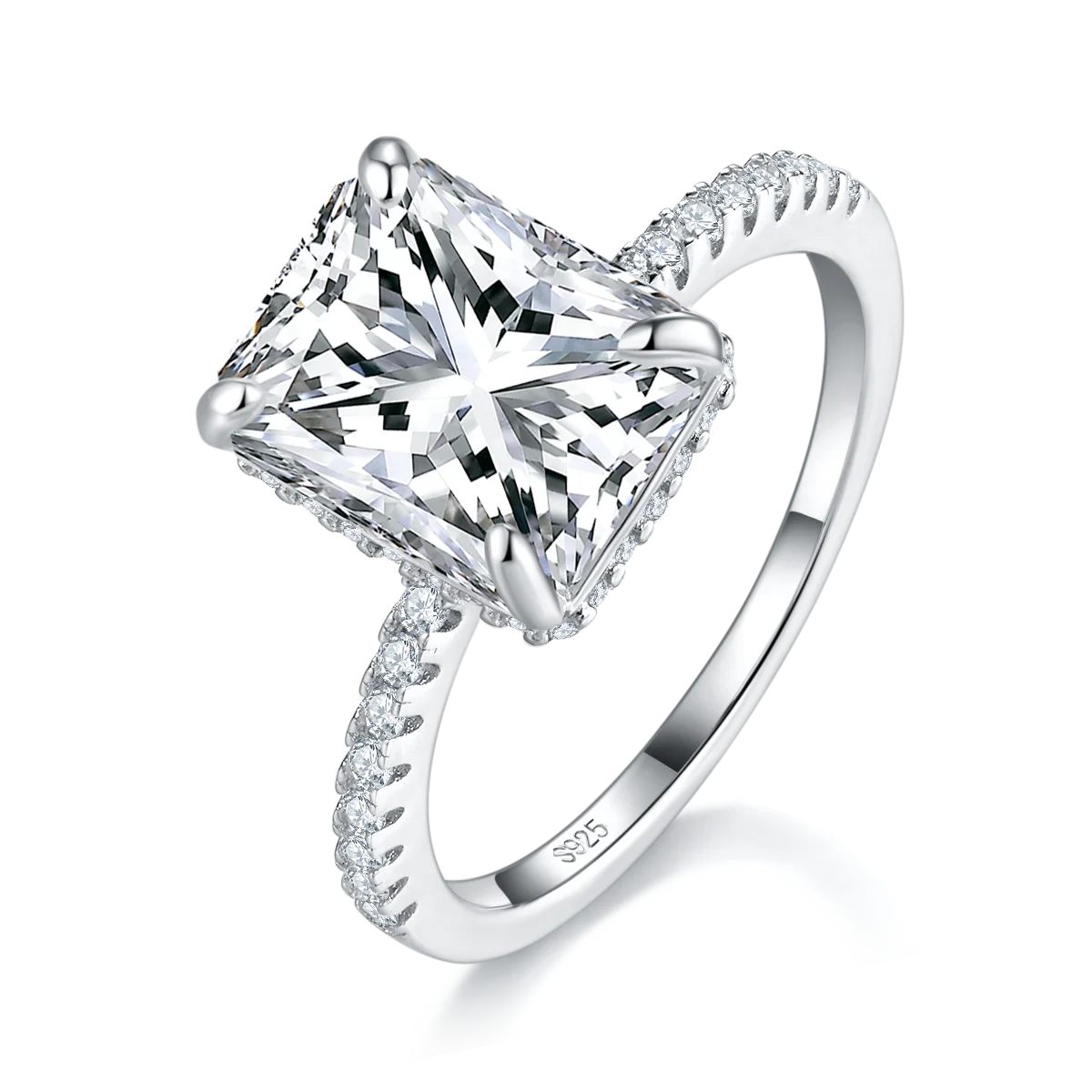 ZhuangYee Classic Design Silver  Plated 925 Sterling Silver  GRA Certificated 4ct*1PC Moissanite  Woman Ring Trendy Gift
