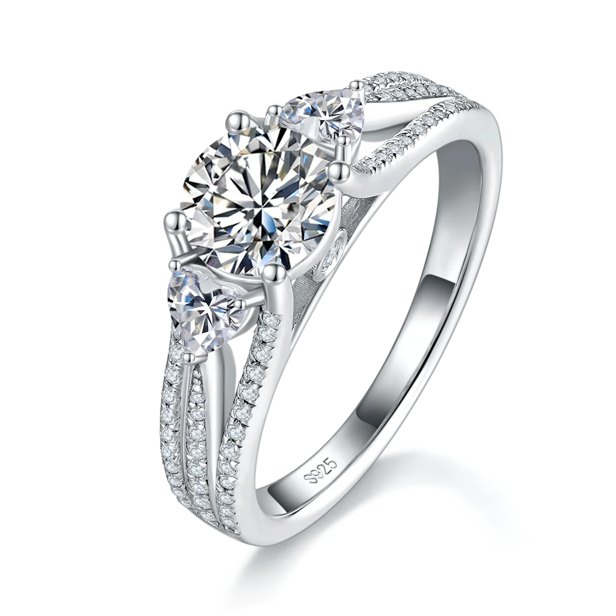 ZhuangYee Classic Design Silver  Plated 925 Sterling Silver  GRA Certificated 1ct*1PC Moissanite  Ring Trendy Gift