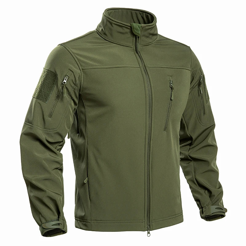 Outdoor Casual Tactical Bomber Jacket for Men Waterproof Windproof Zipper Autumn/Winter Version Fleece Lining Multiple Pockets