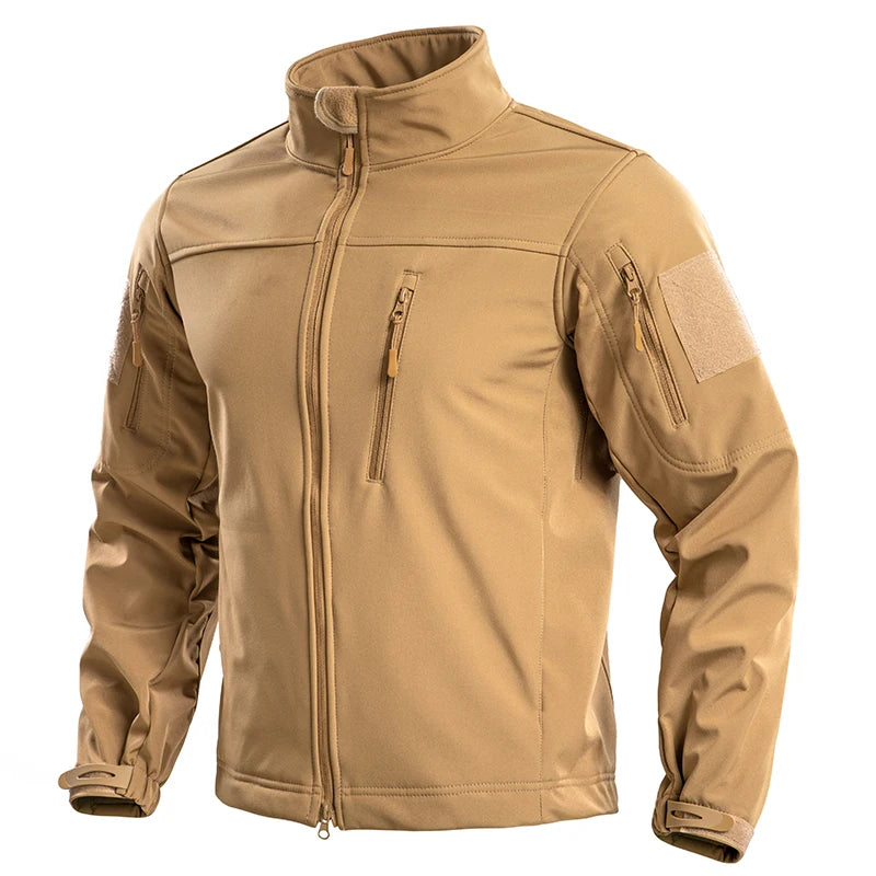 Outdoor Casual Tactical Bomber Jacket for Men Waterproof Windproof Zipper Autumn/Winter Version Fleece Lining Multiple Pockets