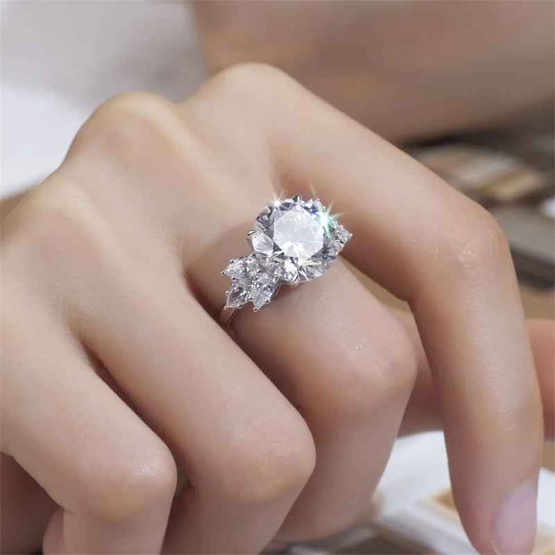 MSR-1447 Classic Wedding Ring 18K White Gold 6CT D VS1 Round Brilliant Cut Lab Grown Diamond Ring for Women