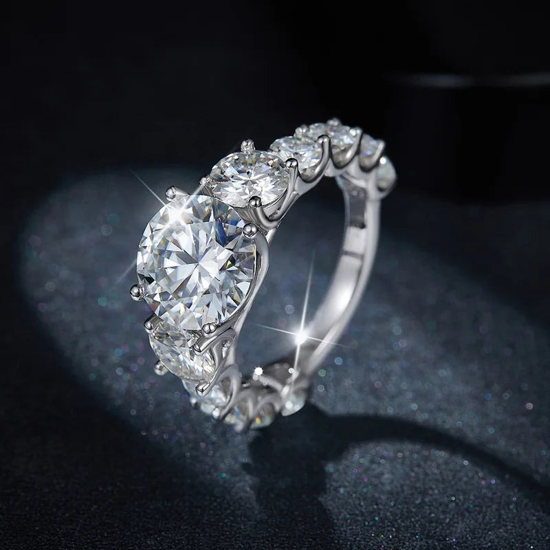 Grace 4CT Moissanite Engagement Ring 925 Silver Halo Round Wholesale Price 4 Carat Moissanite Diamond