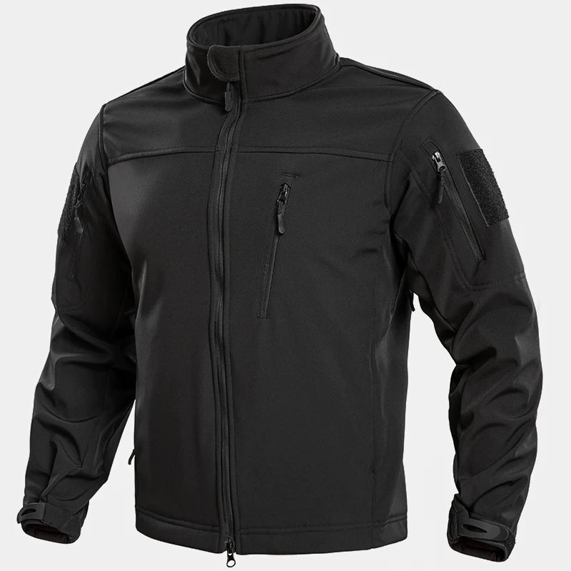 Outdoor Casual Tactical Bomber Jacket for Men Waterproof Windproof Zipper Autumn/Winter Version Fleece Lining Multiple Pockets