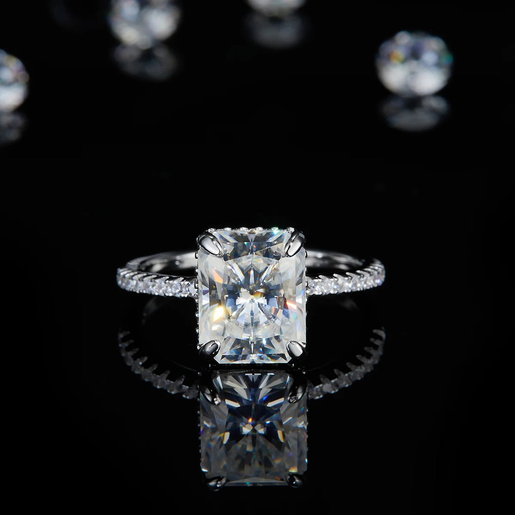 ZhuangYee Classic Design Silver  Plated 925 Sterling Silver  GRA Certificated 4ct*1PC Moissanite  Woman Ring Trendy Gift