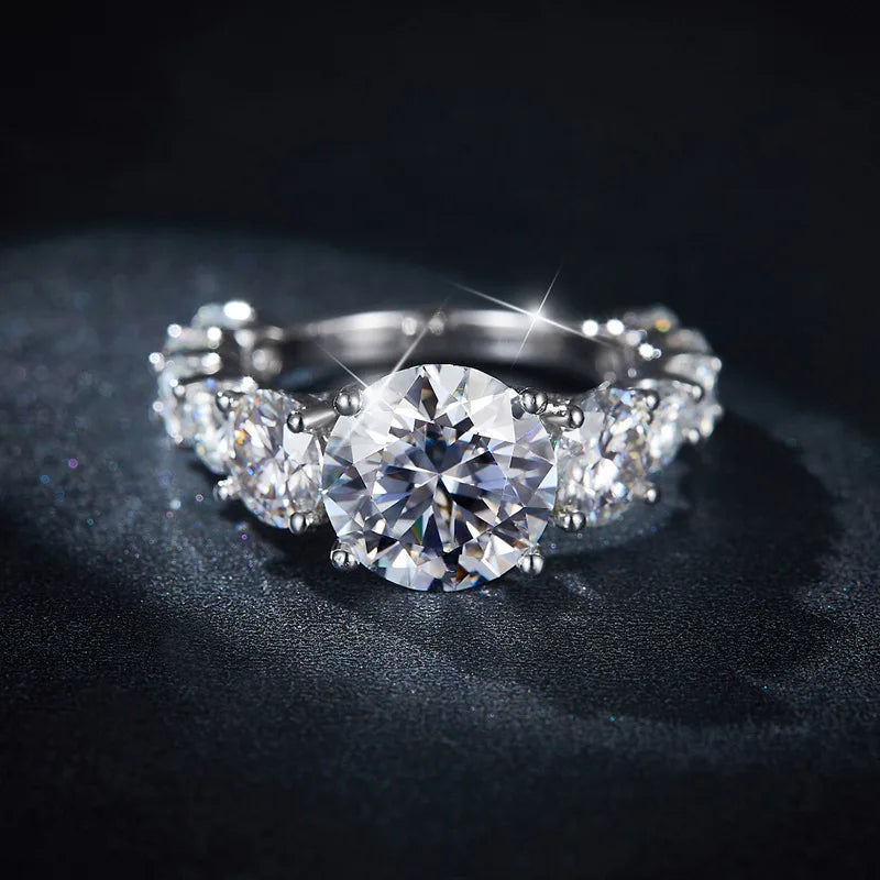 Grace 4CT Moissanite Engagement Ring 925 Silver Halo Round Wholesale Price 4 Carat Moissanite Diamond