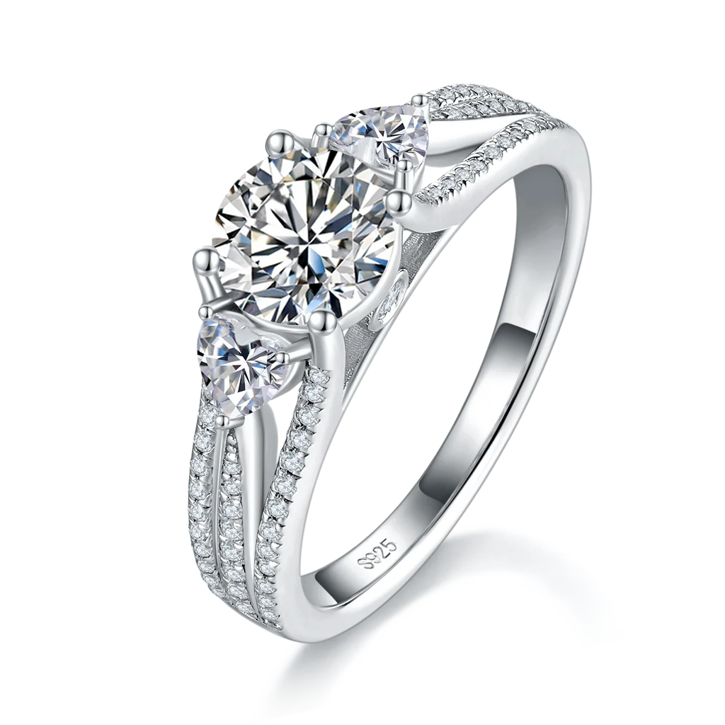 ZhuangYee Classic Design Silver  Plated 925 Sterling Silver  GRA Certificated 1ct*1PC Moissanite  Ring Trendy Gift