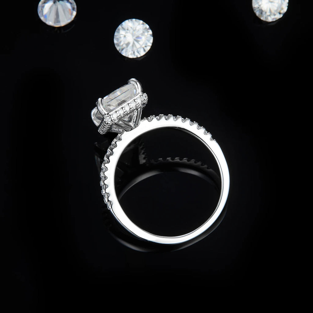 ZhuangYee Classic Design Silver  Plated 925 Sterling Silver  GRA Certificated 4ct*1PC Moissanite  Woman Ring Trendy Gift