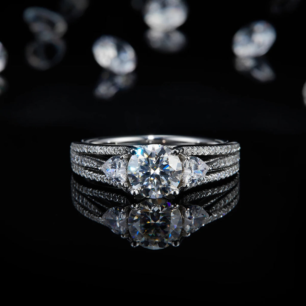 ZhuangYee Classic Design Silver  Plated 925 Sterling Silver  GRA Certificated 1ct*1PC Moissanite  Ring Trendy Gift
