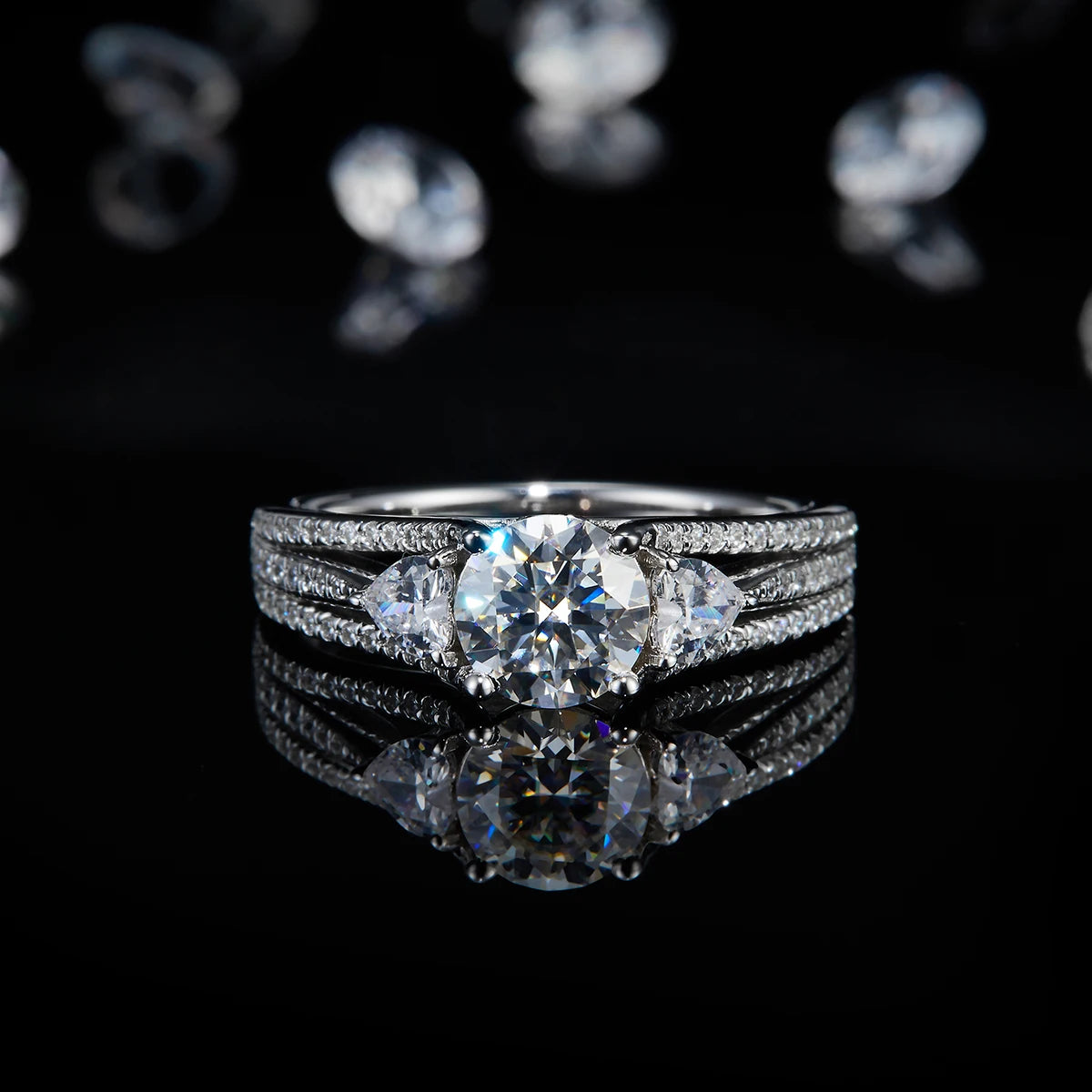 ZhuangYee Classic Design Silver  Plated 925 Sterling Silver  GRA Certificated 1ct*1PC Moissanite  Ring Trendy Gift