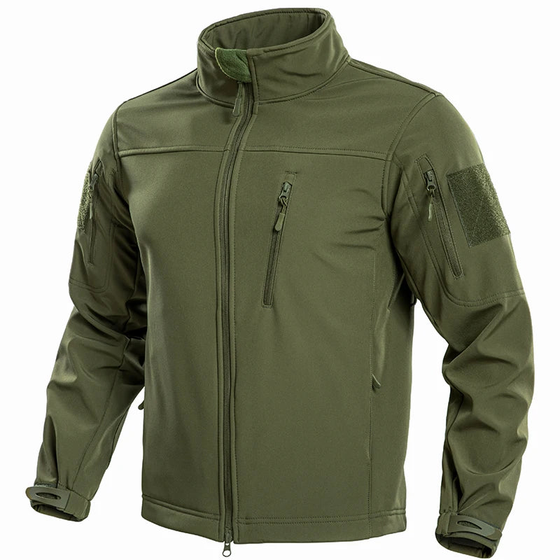 Outdoor Casual Tactical Bomber Jacket for Men Waterproof Windproof Zipper Autumn/Winter Version Fleece Lining Multiple Pockets