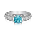 Dylam Hypoallergenic 925 Sterling Silver Square Pink Blue Sapphire Ring Anniversary Engagement Cz Zircon Wedding Rings for Women