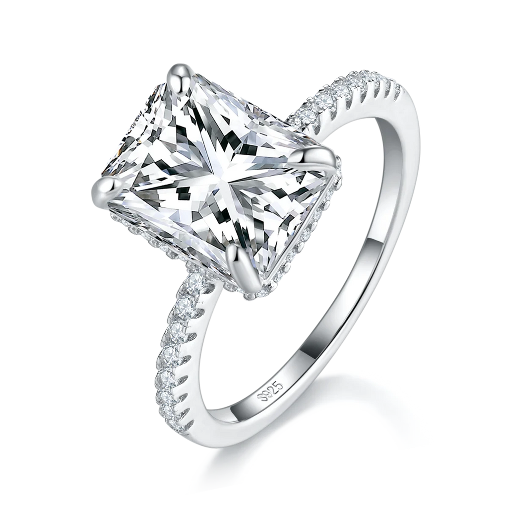 ZhuangYee Classic Design Silver  Plated 925 Sterling Silver  GRA Certificated 4ct*1PC Moissanite  Woman Ring Trendy Gift