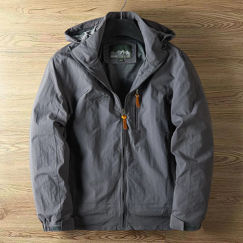 Spring Mens Rainproof Jacket High-quality Thin Breathable Outdoor Hiking Windproof Tactical Hooded Coats Europe 5XL Men Clothing