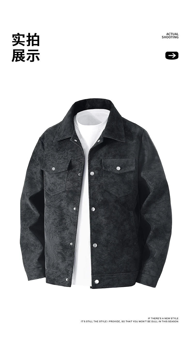Men Turn Collar Jackets Men Spring and Autumn Button Up Jacket Men Classic Loose and Comfortable Jackets Casual Windproof Jacket