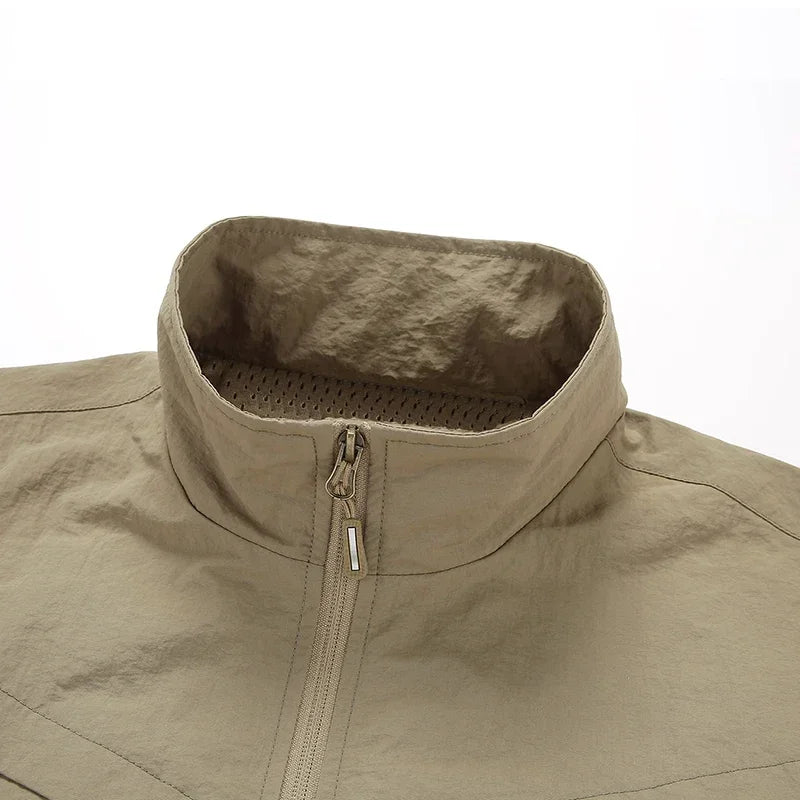 Outdoor Stand Collar Cargo Jacket Men 8XL Waterproof Windproof Tactical Military Jacket Multi-pocket Hiking Mountain Coat Male