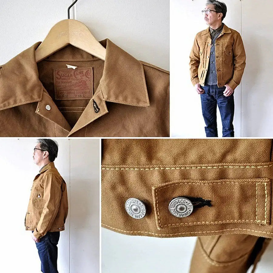 SUGAR CANE & CO 1953 Type 2 13oz Brown Red Ear Japanese Cotton Canvas Jacket