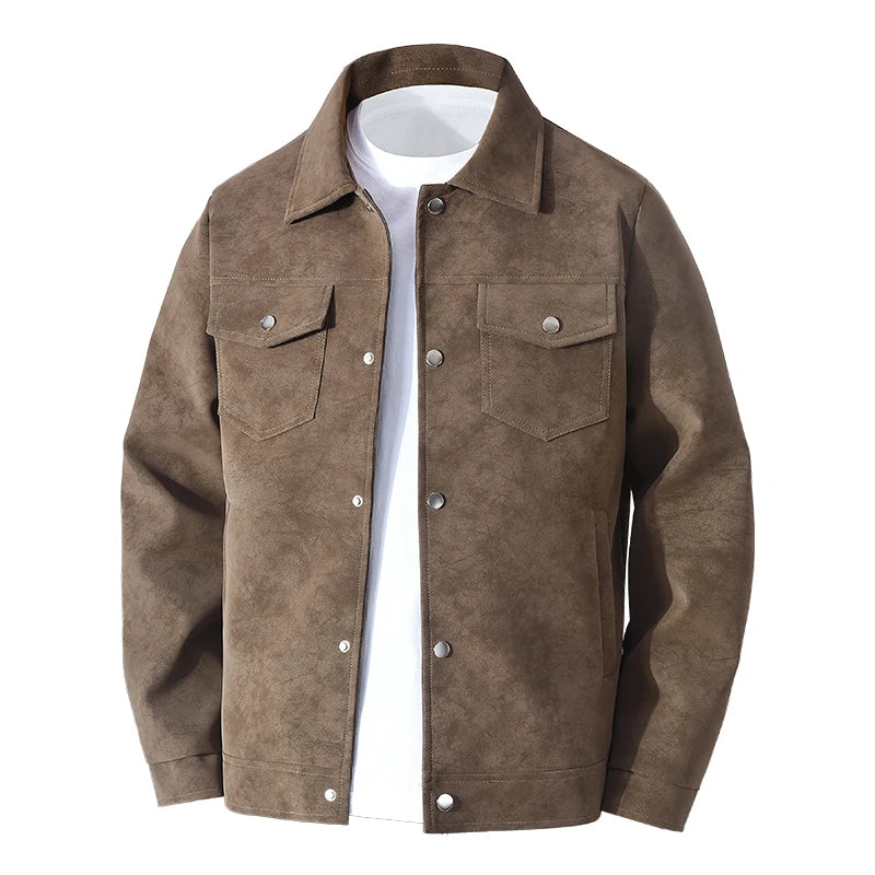 Men Turn Collar Jackets Men Spring and Autumn Button Up Jacket Men Classic Loose and Comfortable Jackets Casual Windproof Jacket