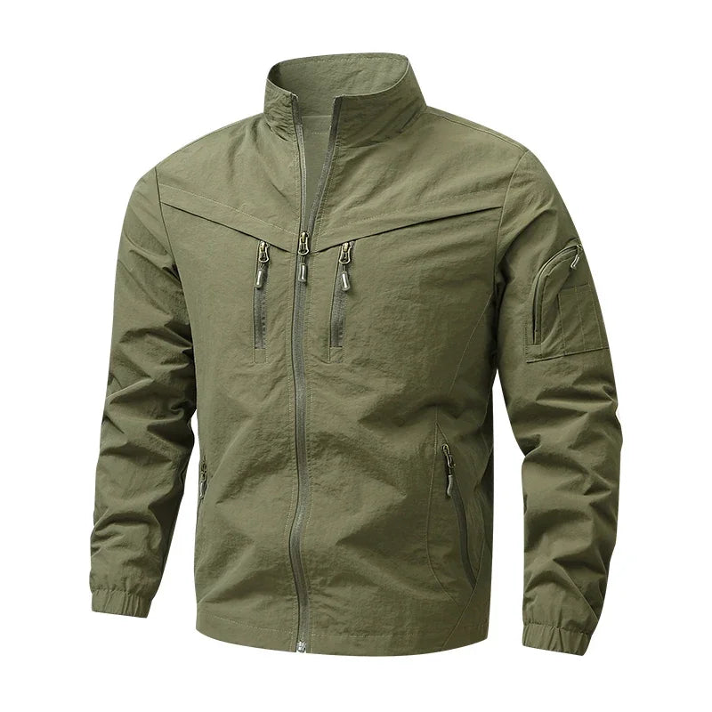 Outdoor Stand Collar Waterproof Cargo Jacket Men 8XL Windproof Tactical Military Jackets Multi-pocket Hiking Mountain Coat Male