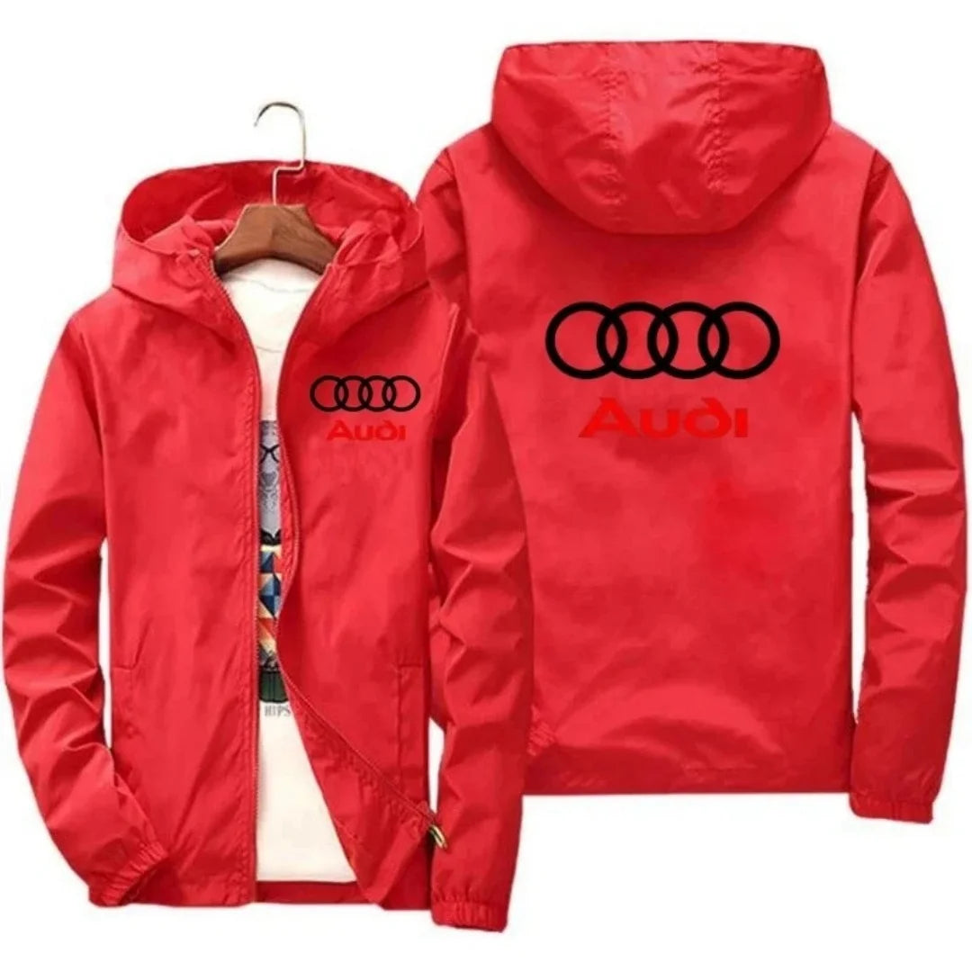 2026 Men's Fashion Windproof Waterproof Jacket with Audi Car Logo for Outdoor Sports Summer Style
