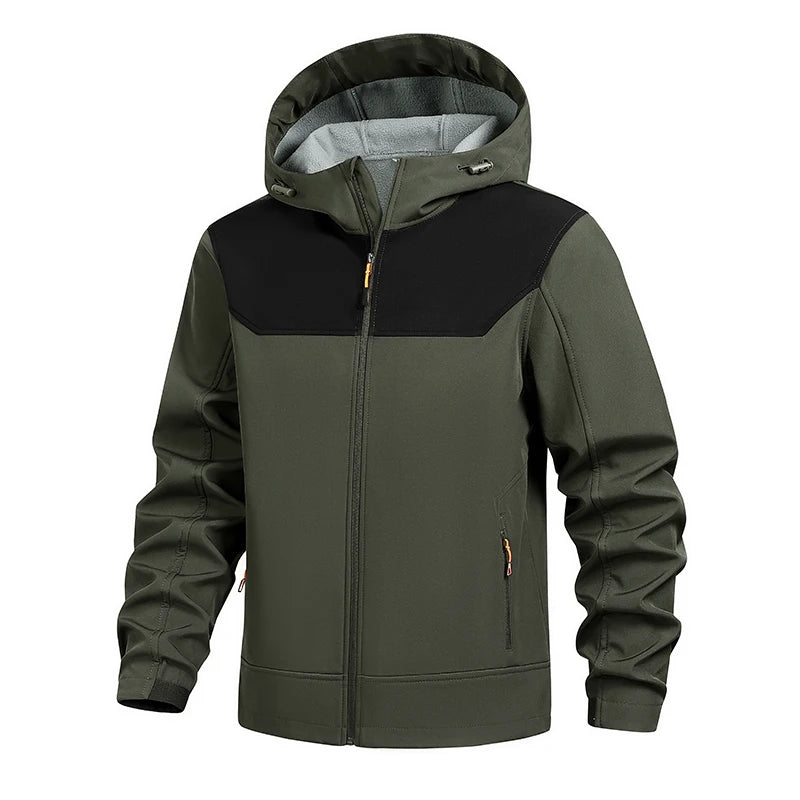 Men's Windproof and Waterproof Outdoor Sports and Leisure Jacket Plus Velvet Hooded Coats Winter Autumn New Fashionable Jackets