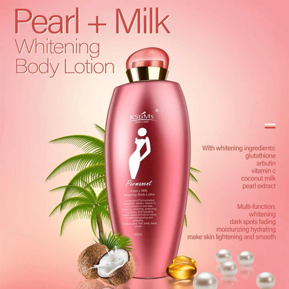 Korea Women Whitening Coconut Pearl Milk Body Lotion Whitening Skin Body Lotion Lightening for Dark Skin and Black Skin 300ml