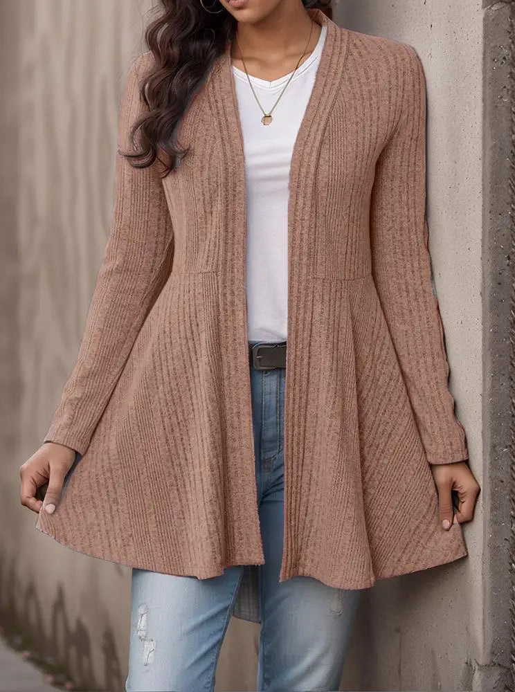 Casual Knitted Cardigan Women's Autumn Winter Linen Blend Long Sleeve Breathable Soft Feel  Color Fashion City Walk Top