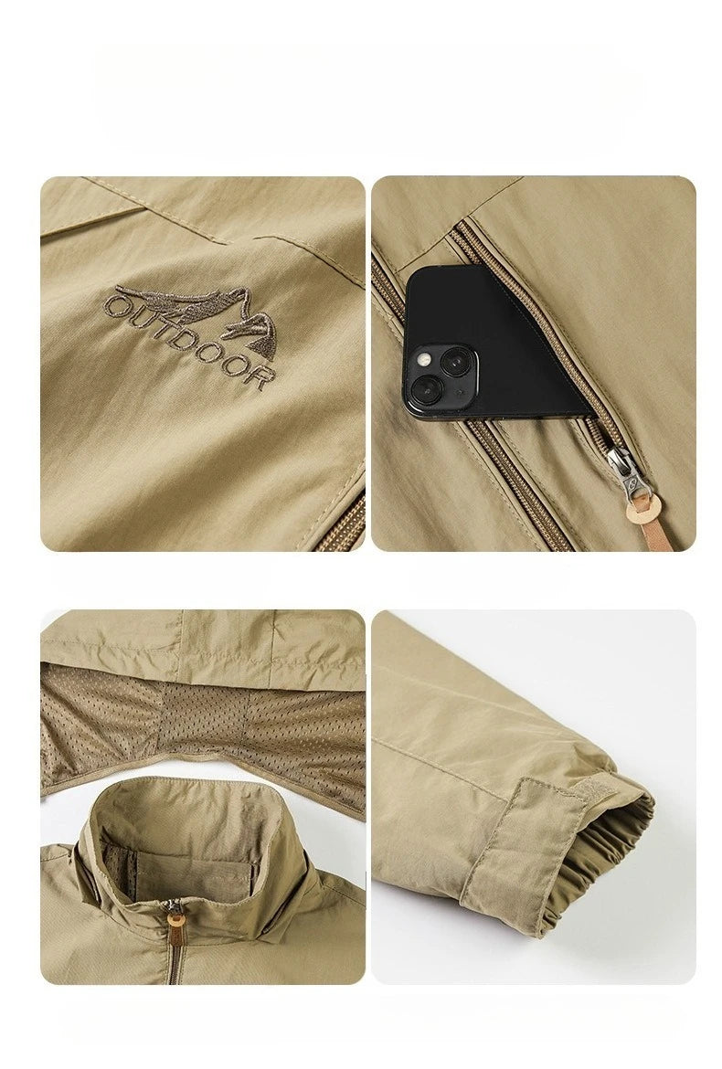 Spring Mens Rainproof Jacket High-quality Thin Breathable Outdoor Hiking Windproof Tactical Hooded Coats Europe 5XL Men Clothing