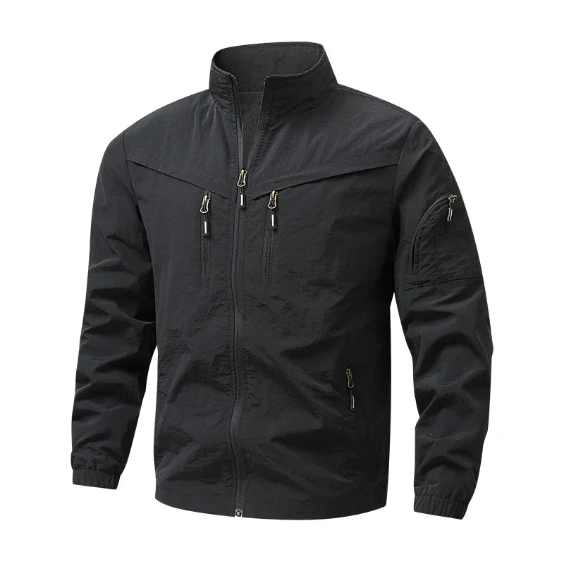 Outdoor Stand Collar Cargo Jacket Men 8XL Waterproof Windproof Tactical Military Jacket Multi-pocket Hiking Mountain Coat Male