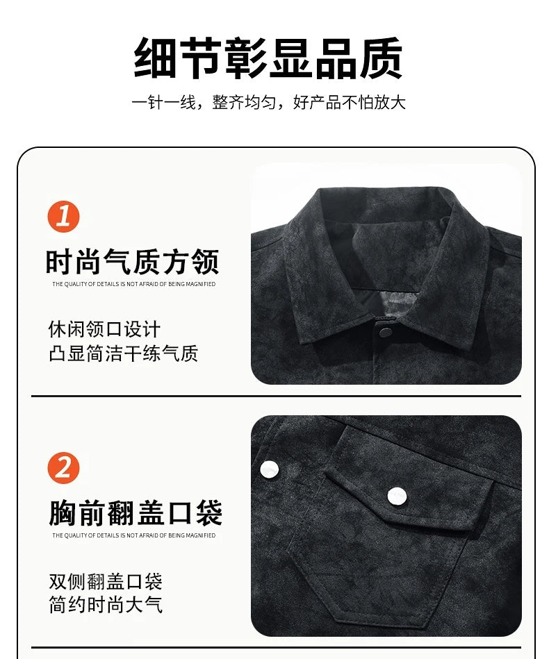 Men Turn Collar Jackets Men Spring and Autumn Button Up Jacket Men Classic Loose and Comfortable Jackets Casual Windproof Jacket