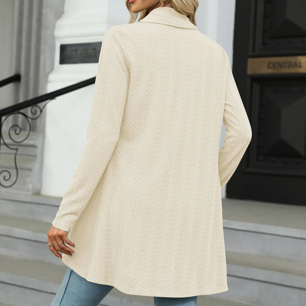 Women'S Draped Front Open Cardigan Casual Long Sleeve Lightweight Knitted Cardigans Ladies Autumn Winter Solid Sweaters
