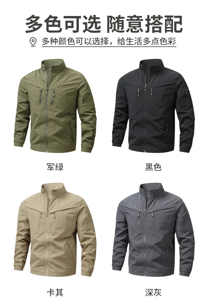 2026 New Large Size Men's Jacket Multi-Pocket Casual Outdoor Charge Jacket Jacket Windproof
