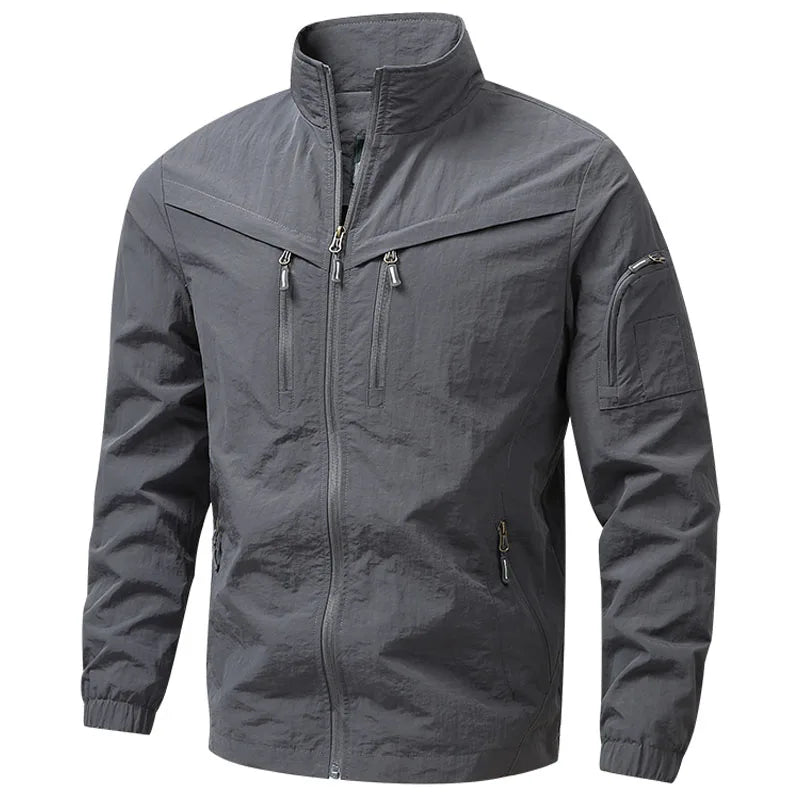 Spring Men Outdoor Multi Pockets Jacket Man Cargo Sports Windproof Tactical Zip Coat Male Waterproof Casual High Quality Jackets