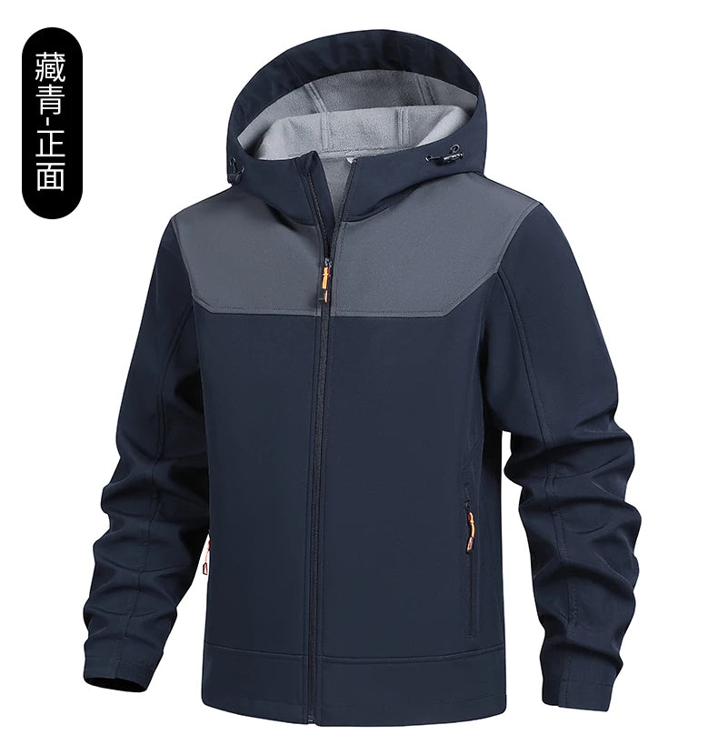 Men's Windproof and Waterproof Outdoor Sports and Leisure Jacket Plus Velvet Hooded Coats Winter Autumn New Fashionable Jackets
