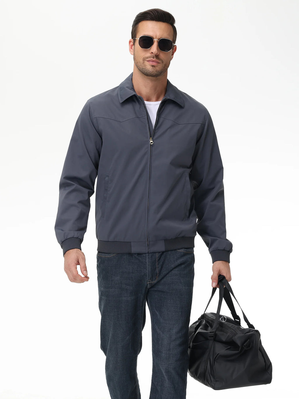 Mens Business Casual Jacket, Windbreaker Waterproof Fashion Coat, Cargo Jacket for Daily Outdoor Travel Autumn Winter