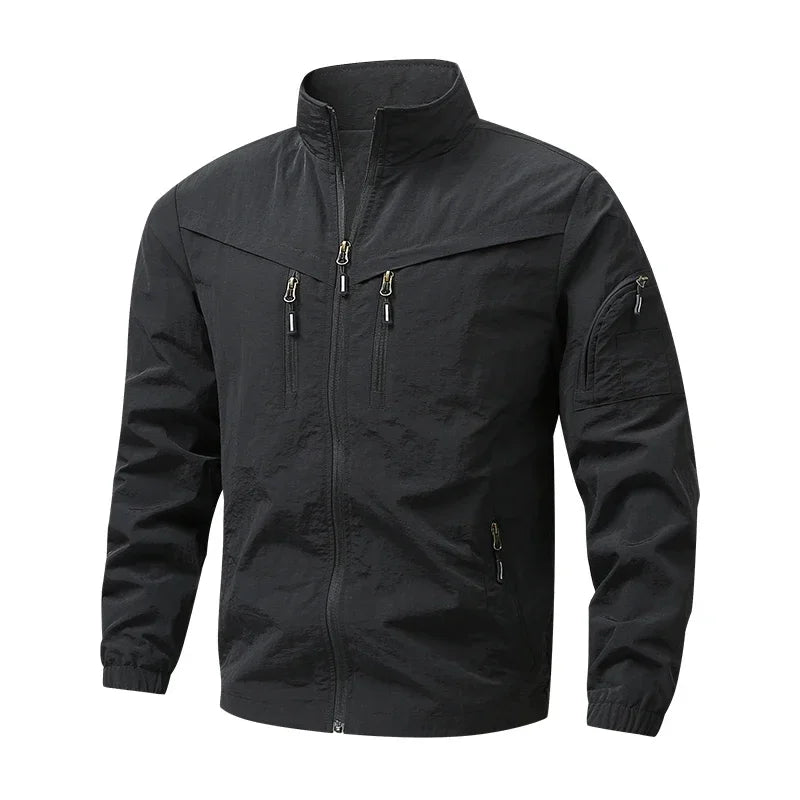 Outdoor Stand Collar Cargo Jacket Men 8XL Waterproof Windproof Tactical Military Jacket Multi-pocket Hiking Mountain Coat Male