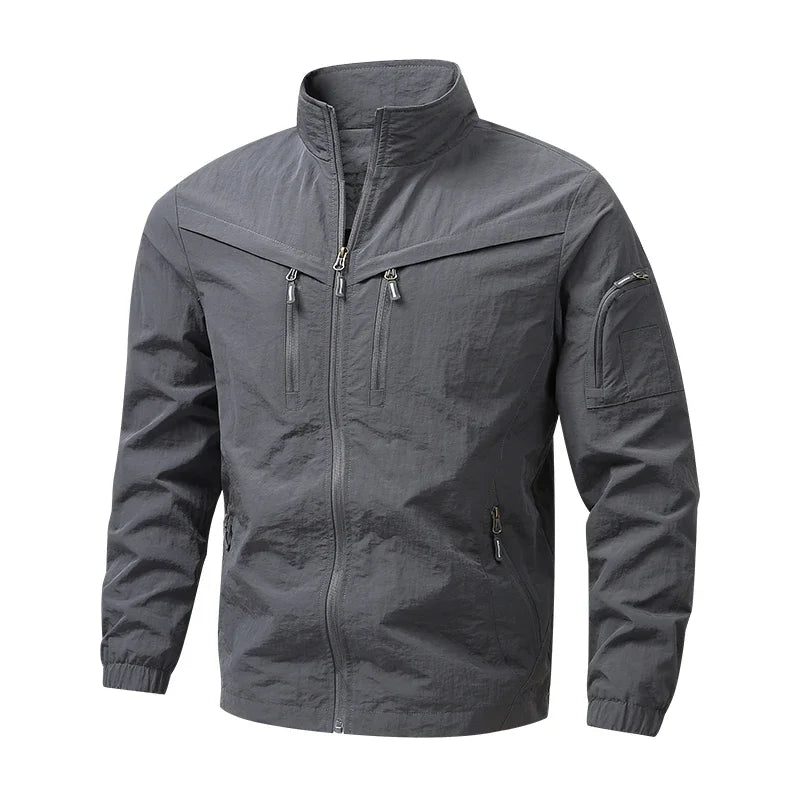 Outdoor Stand Collar Cargo Jacket Men 8XL Waterproof Windproof Tactical Military Jacket Multi-pocket Hiking Mountain Coat Male