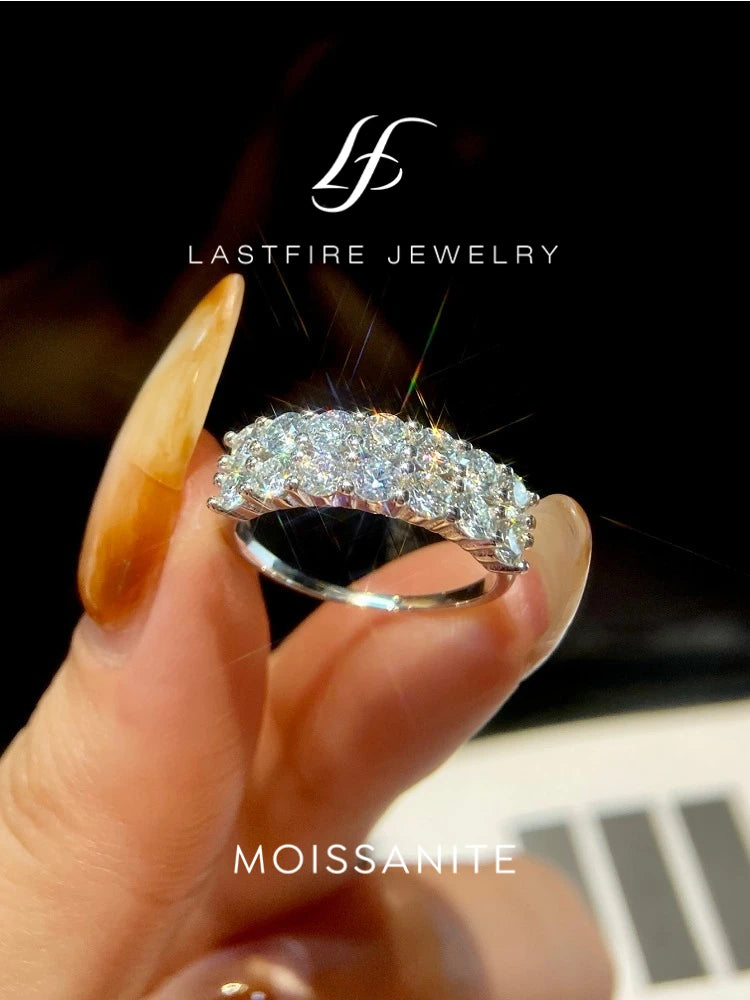 Luxury 1.4ct D Color Moissanite Diamond Ring for Women Real 925 Sterling Sliver Wedding Engagement Eternity Band Jewelry New
