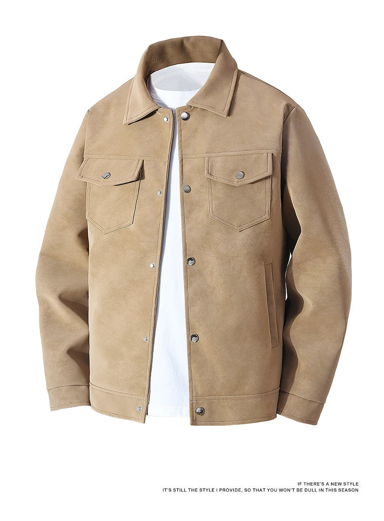 Men Turn Collar Jackets Men Spring and Autumn Button Up Jacket Men Classic Loose and Comfortable Jackets Casual Windproof Jacket