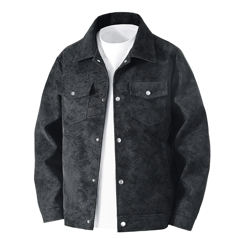 Men Turn Collar Jackets Men Spring and Autumn Button Up Jacket Men Classic Loose and Comfortable Jackets Casual Windproof Jacket