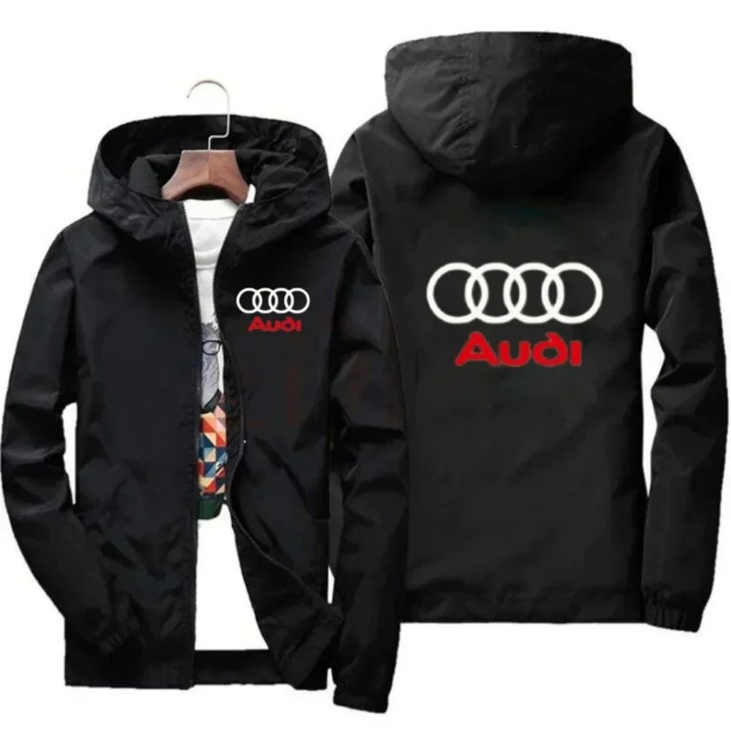 2026 Men's Fashion Windproof Waterproof Jacket with Audi Car Logo for Outdoor Sports Summer Style