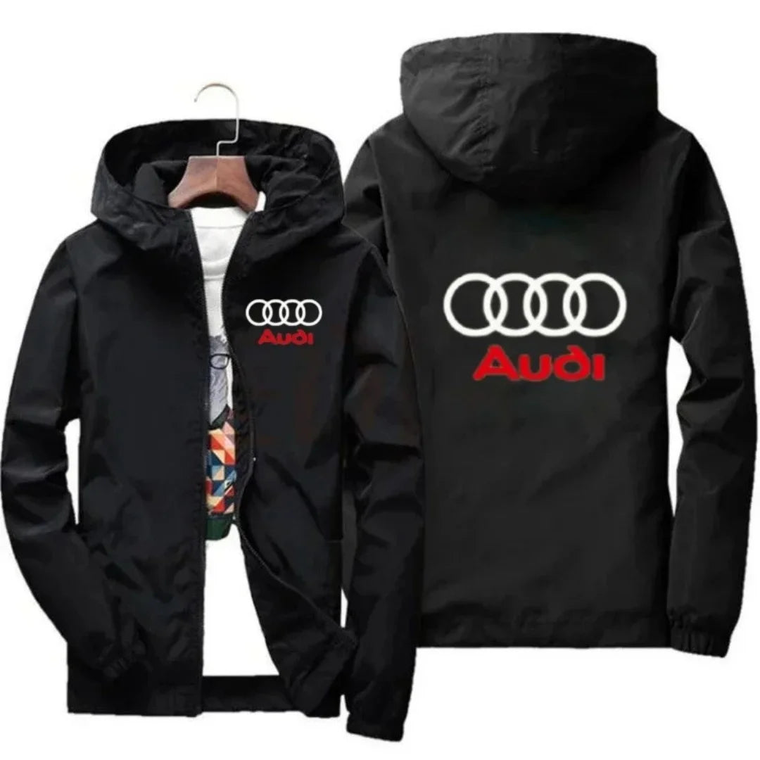 2026 Men's Fashion Windproof Waterproof Jacket with Audi Car Logo for Outdoor Sports Summer Style
