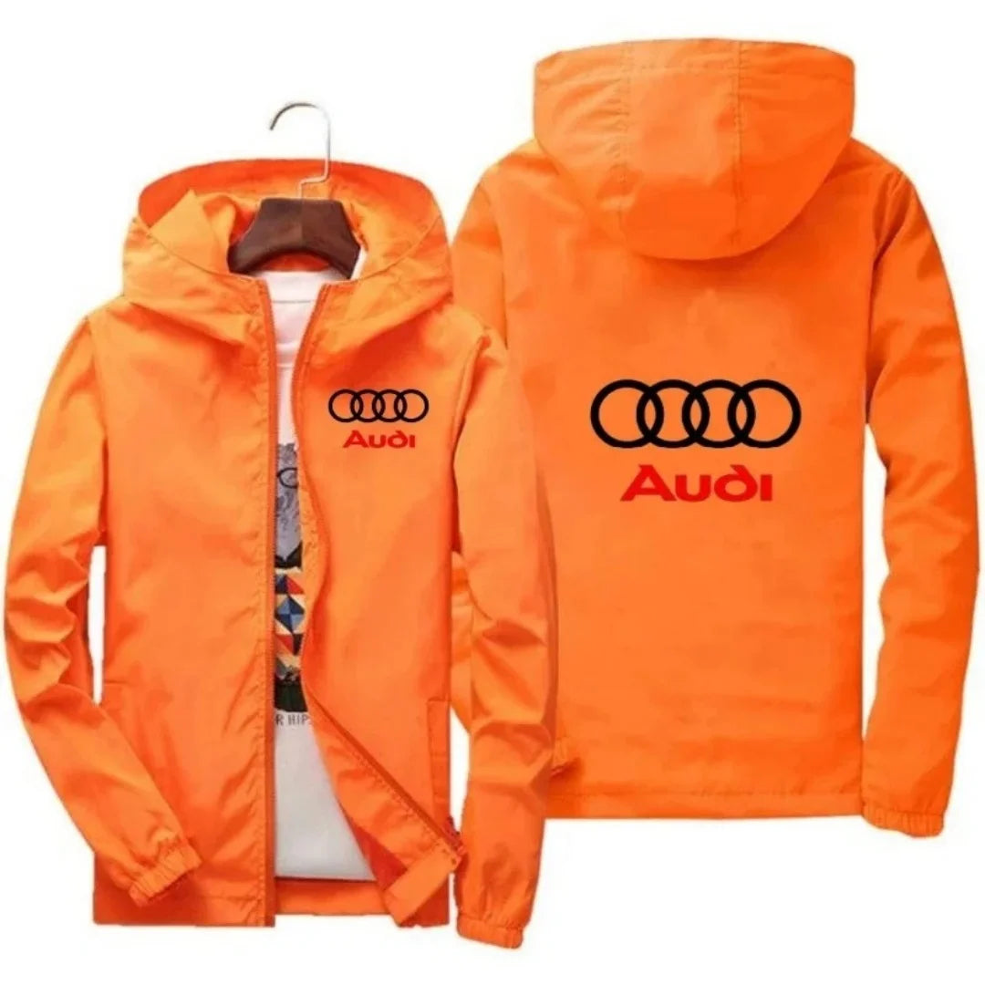 2026 Men's Fashion Windproof Waterproof Jacket with Audi Car Logo for Outdoor Sports Summer Style