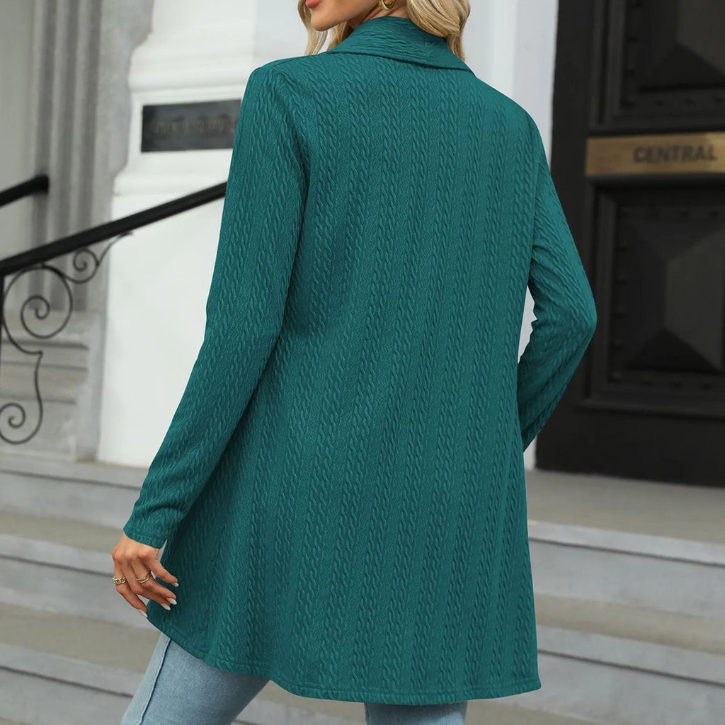 Women'S Draped Front Open Cardigan Casual Long Sleeve Lightweight Knitted Cardigans Ladies Autumn Winter Solid Sweaters
